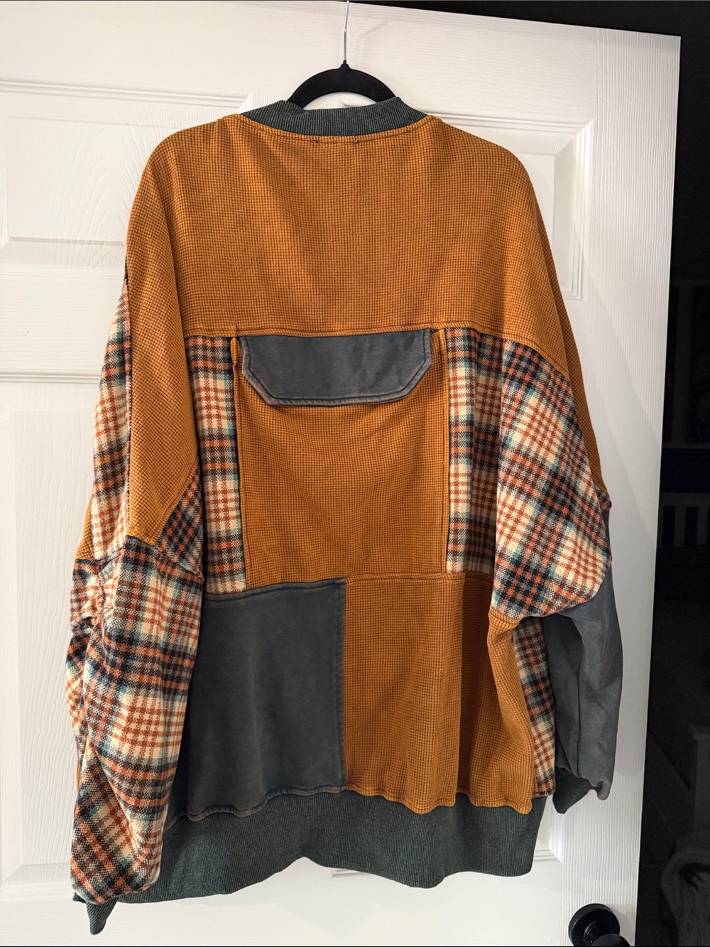 Oli & Hali Patchwork Oversized Bomber Jacket in Mustard & Slate - Picture 5 of 5